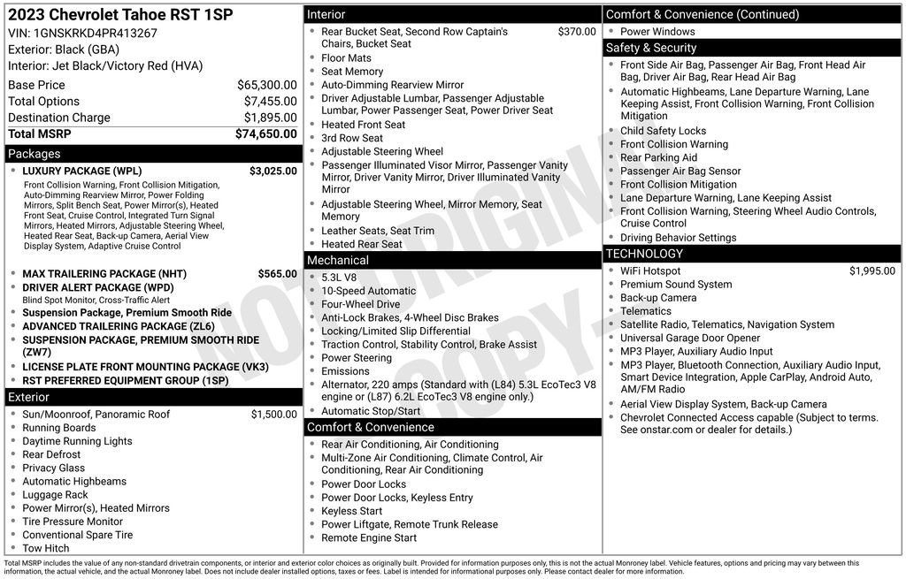 Used 2023 Chevrolet Tahoe RST w/ Luxury Package AWD/4WD image 13