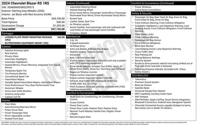 Certified 2024 Chevrolet Blazer RS AWD/4WD image 38
