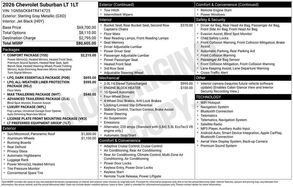 New 2026 Chevrolet Suburban LT w/ Comfort Package AWD/4WD image 9