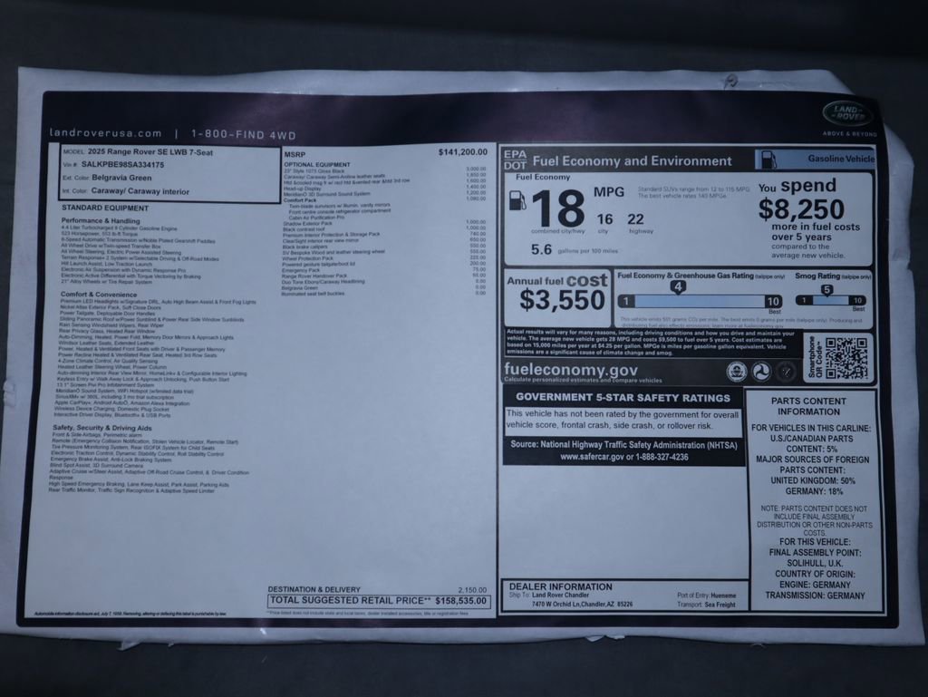 New 2025 Land Rover Range Rover Long Wheelbase SE image 9