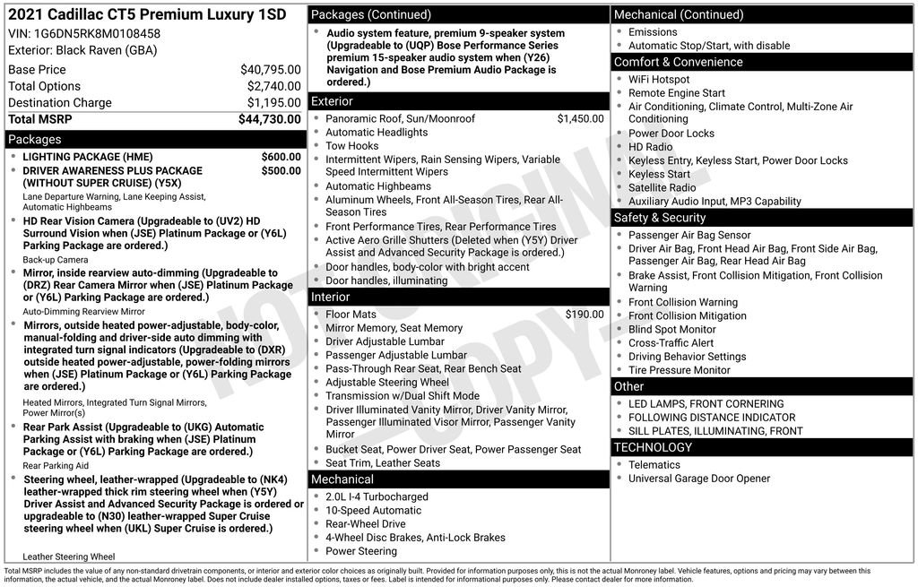 Used 2021 Cadillac CT5 Premium Luxury w/ Lighting Package image 7