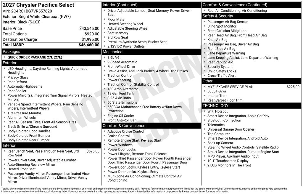 New 2027 Chrysler Pacifica Select FWD image 15