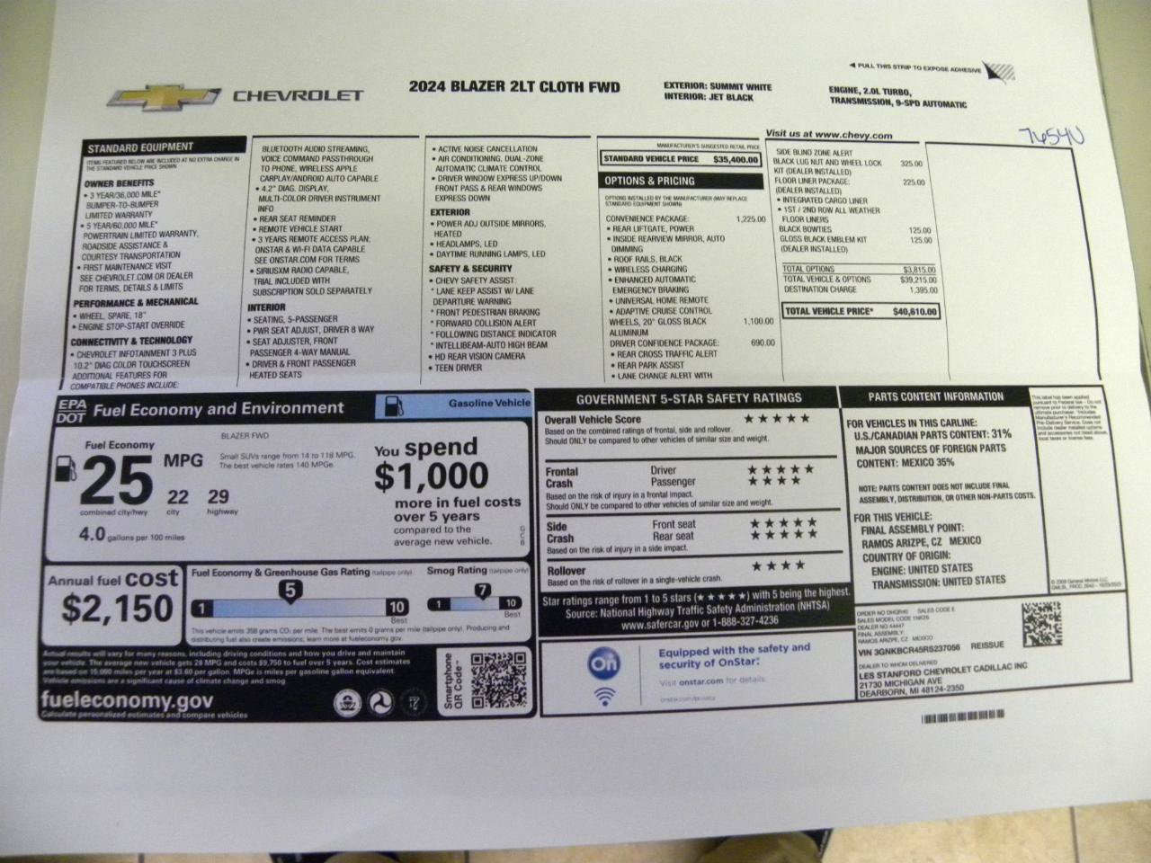 Used 2024 Chevrolet Blazer LT w/ Convenience Package FWD image 19