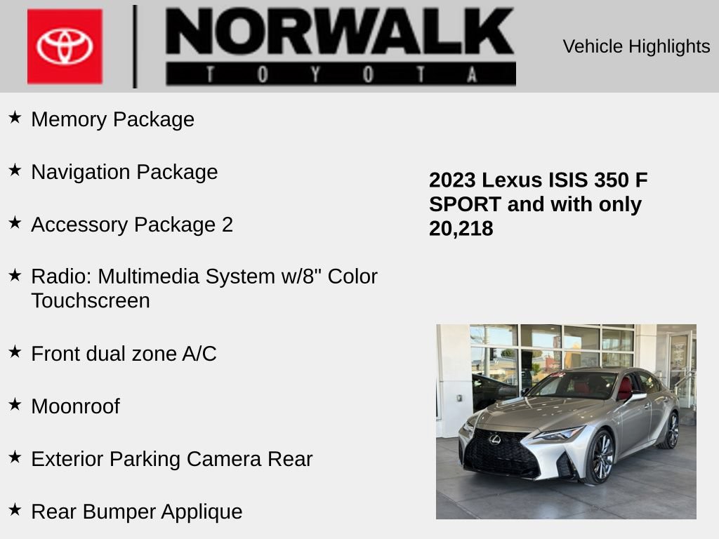 Used 2023 Lexus IS 350 F Sport w/ Navigation Package RWD image 10
