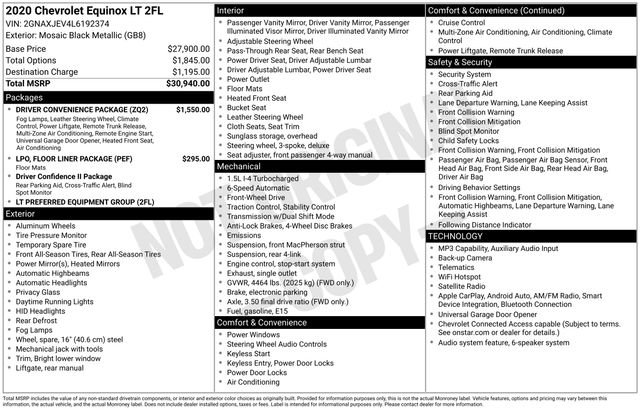 Used 2020 Chevrolet Equinox LT w/ Driver Convenience Package FWD image 31
