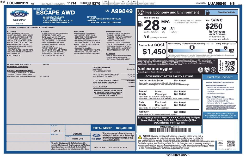 Used 2020 Ford Escape SE AWD/4WD image 2