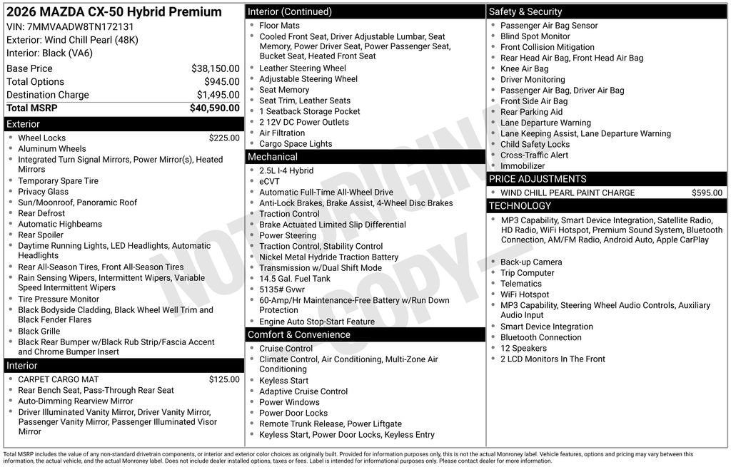 New 2026 MAZDA CX-50 AWD 2.5 Hybrid w/ Premium Pkg image 6