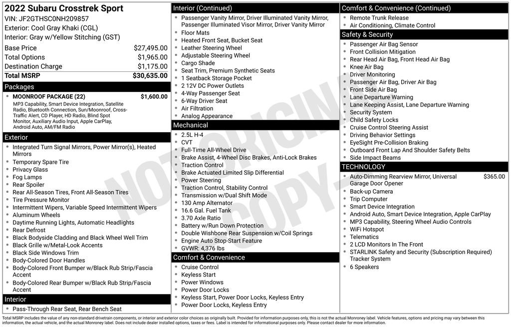 Used 2022 Subaru Crosstrek 2.5i Sport w/ Moonroof Package AWD/4WD image 2