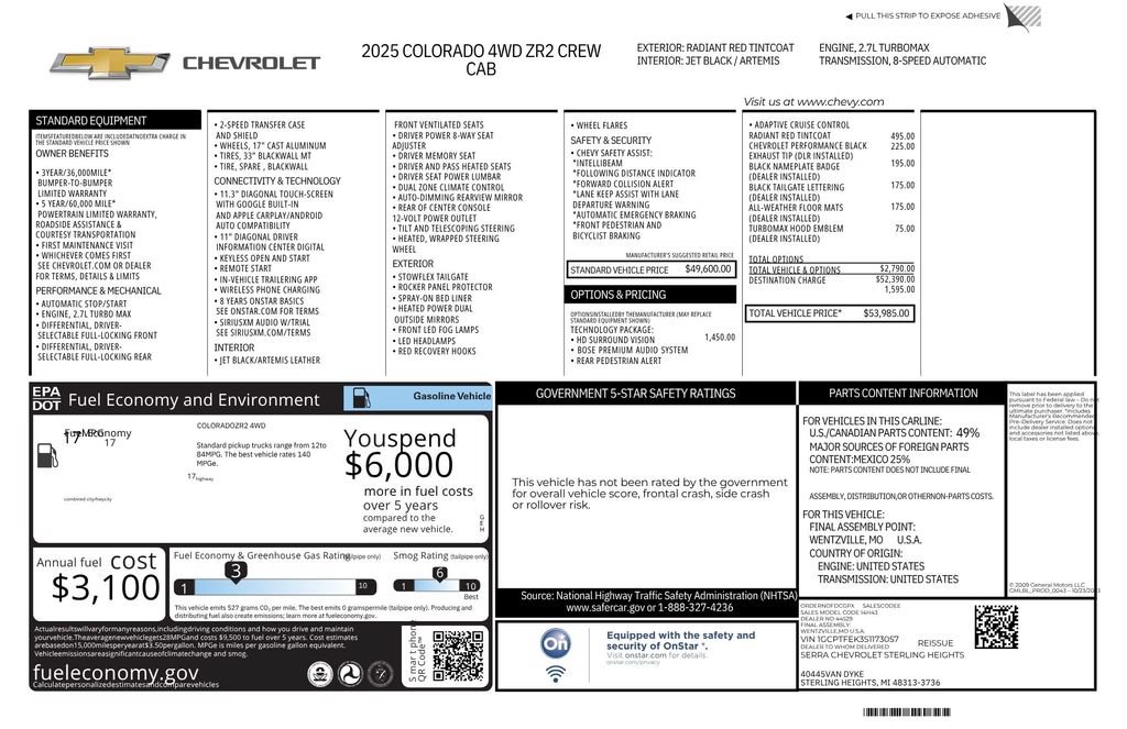 Used 2025 Chevrolet Colorado ZR2 w/ Technology Package AWD/4WD image 32