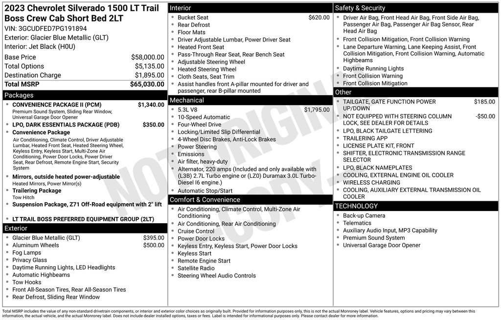 Used 2023 Chevrolet Silverado 1500 LT Trail Boss w/ Convenience Package II AWD/4WD image 3