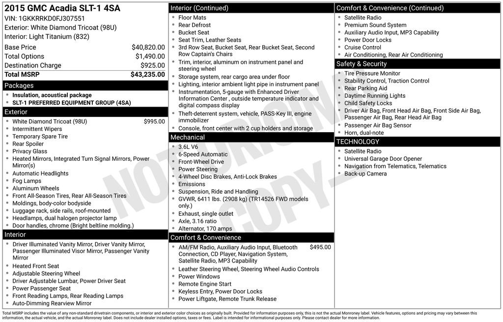 Used 2015 GMC Acadia SLT FWD image 5