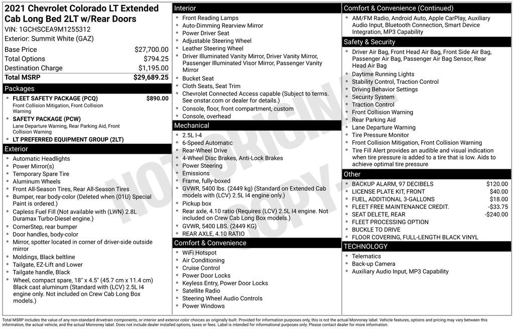 Used 2021 Chevrolet Colorado LT w/ Fleet Safety Package RWD image 37