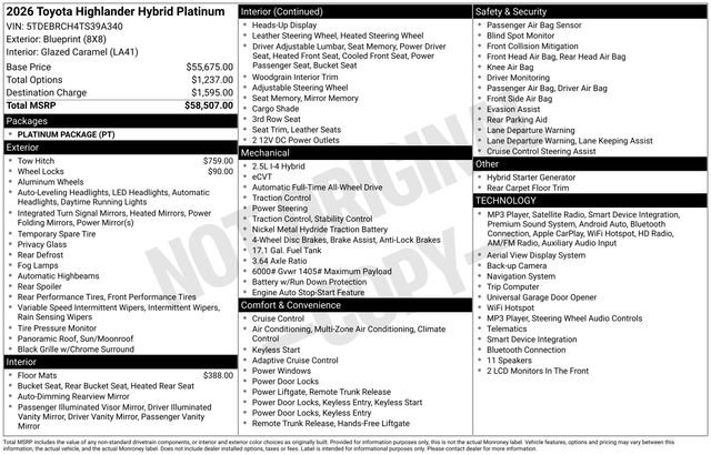 New 2026 Toyota Highlander Platinum AWD/4WD image 2
