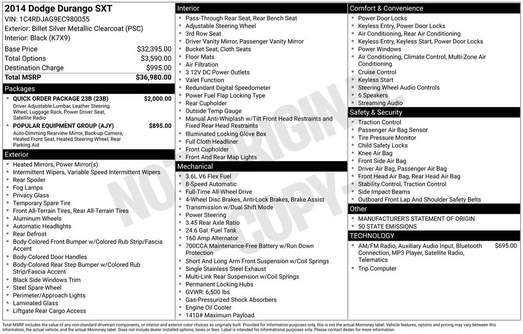 Used 2014 Dodge Durango SXT w/ Quick Order Package 23B image 44