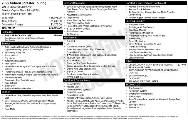 Used 2022 Subaru Forester Touring w/ Popular Package #2 image 5