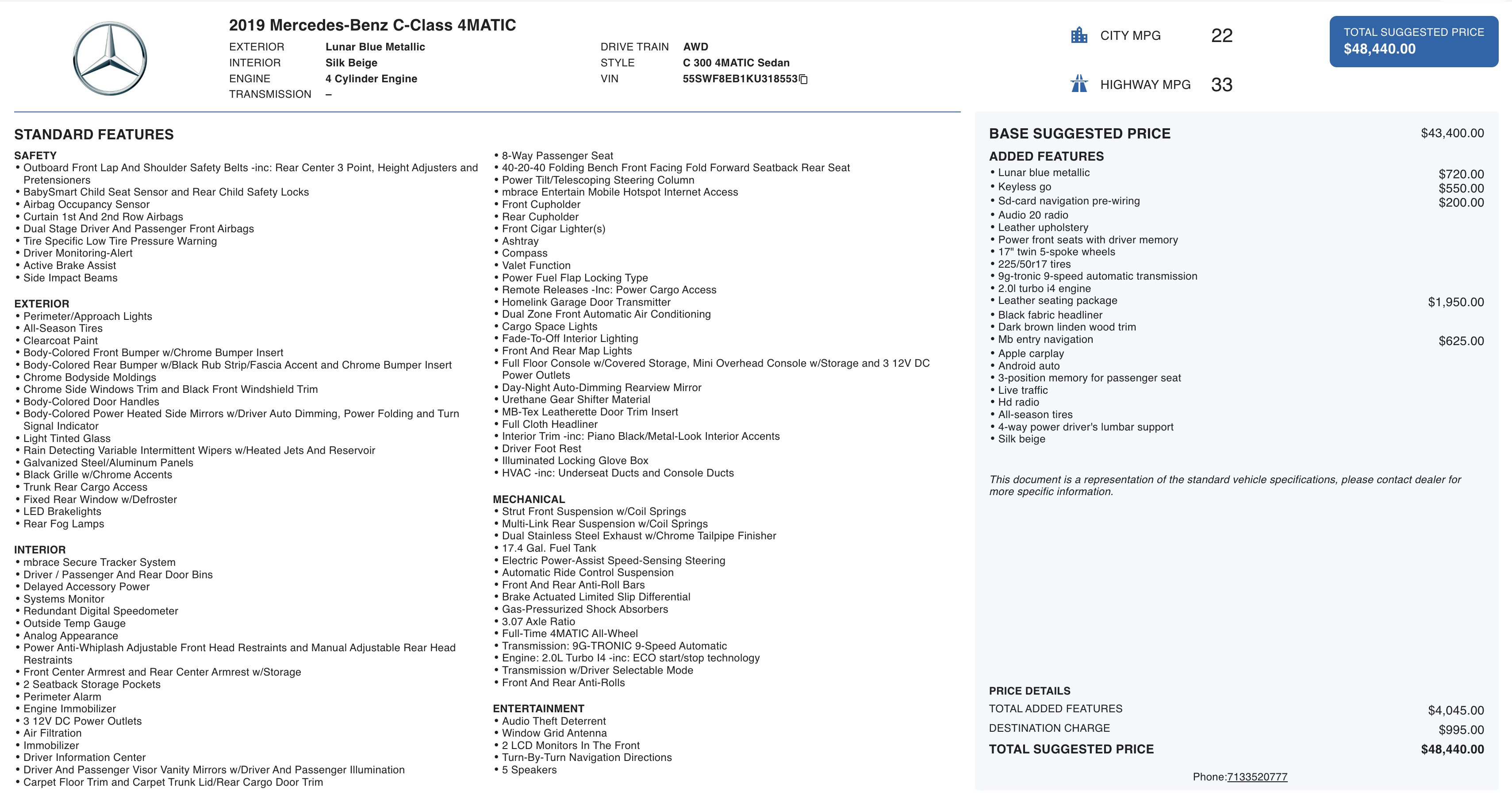 Used 2019 Mercedes-Benz C 300 4MATIC Sedan image 6