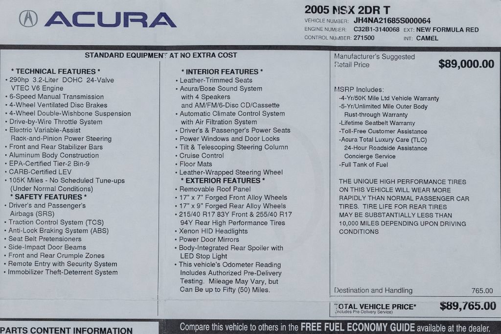 Used 2005 Acura NSX T RWD image 19