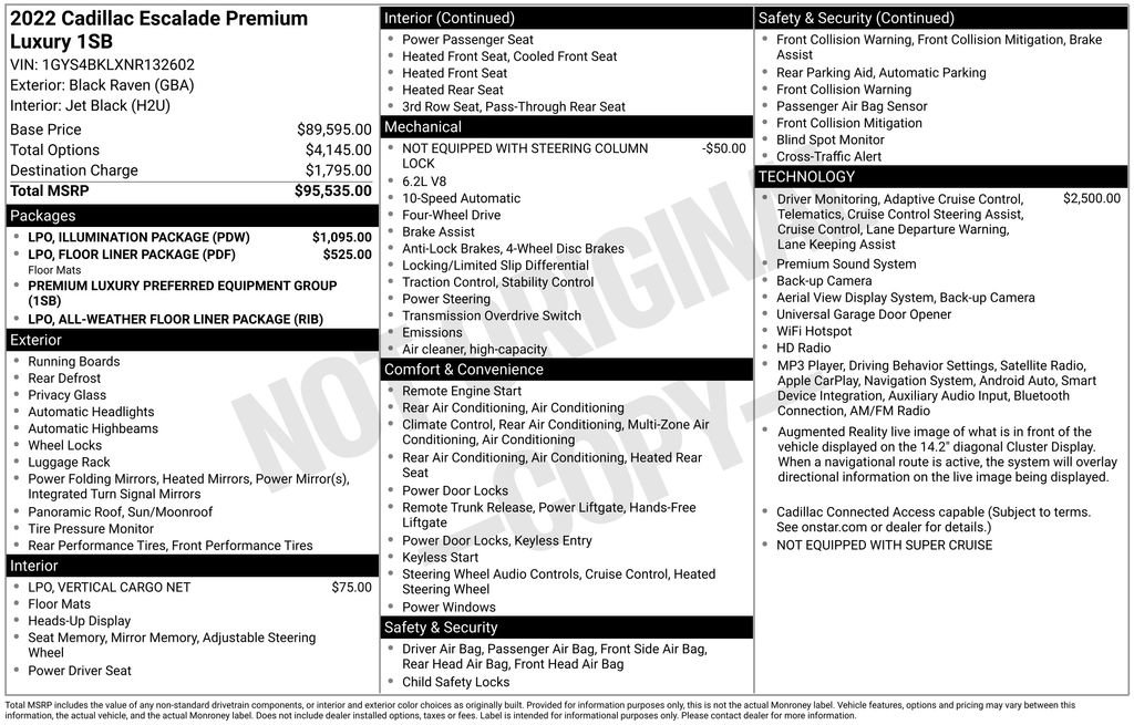 Certified 2022 Cadillac Escalade Premium Luxury w/ LPO, Illumination Package AWD/4WD image 38