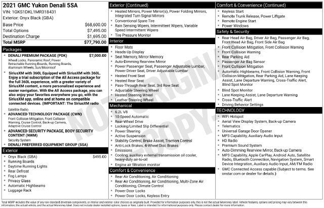 Used 2021 GMC Yukon Denali w/ Denali Premium Package RWD image 2