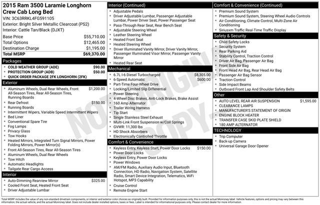 Used 2015 RAM 3500 Laramie Longhorn w/ Cold Weather Group image 29