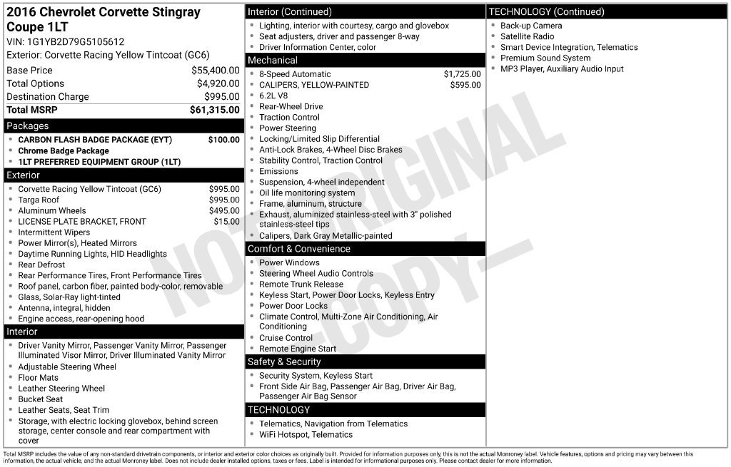 Used 2016 Chevrolet Corvette Stingray Coupe w/ Carbon Flash Badge Package RWD image 2