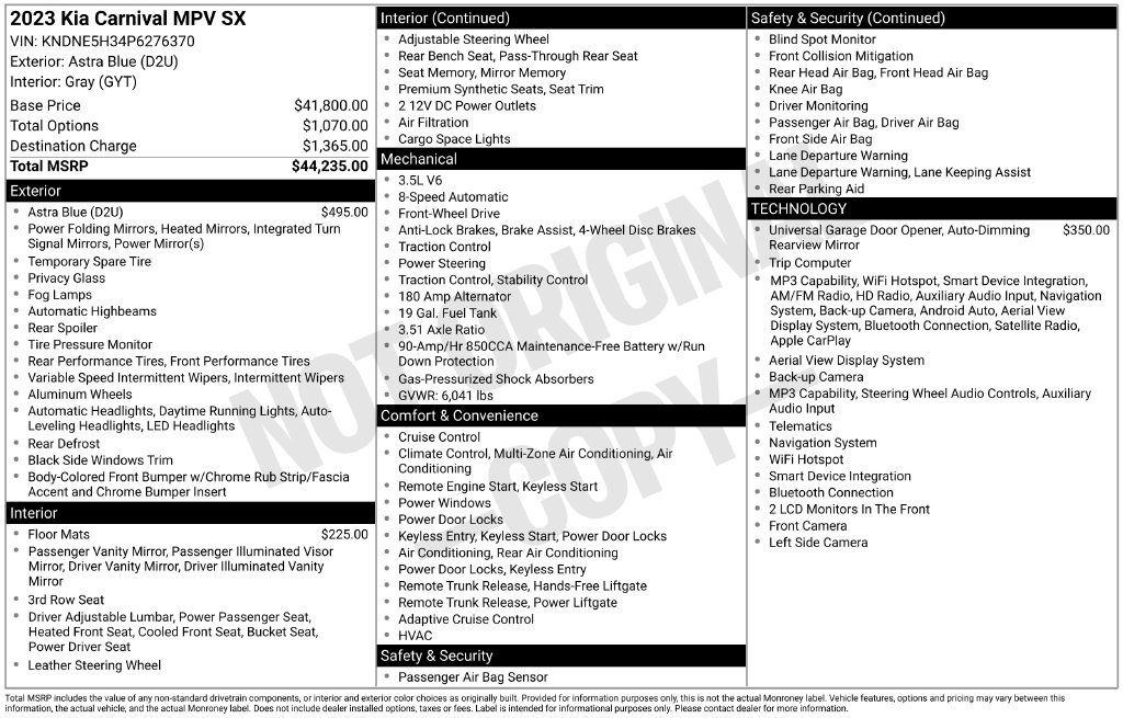 Used 2023 Kia Carnival SX FWD image 5