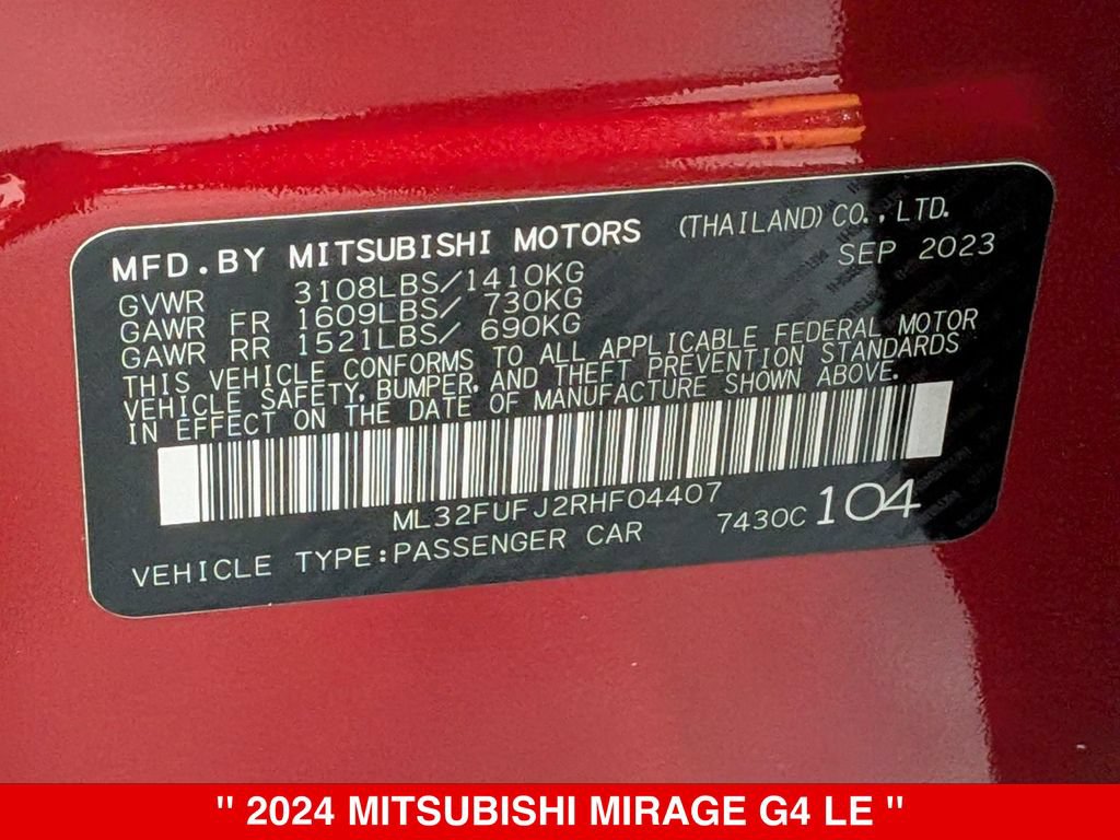 Used 2024 Mitsubishi Mirage G4 LE FWD image 35