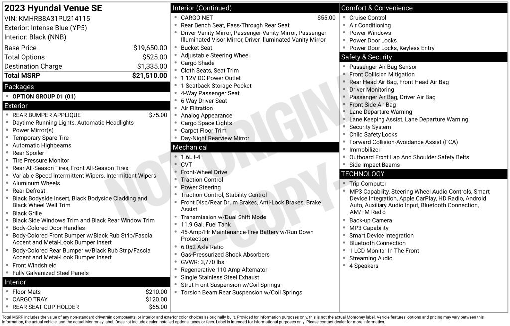 Used 2023 Hyundai Venue SE FWD image 17