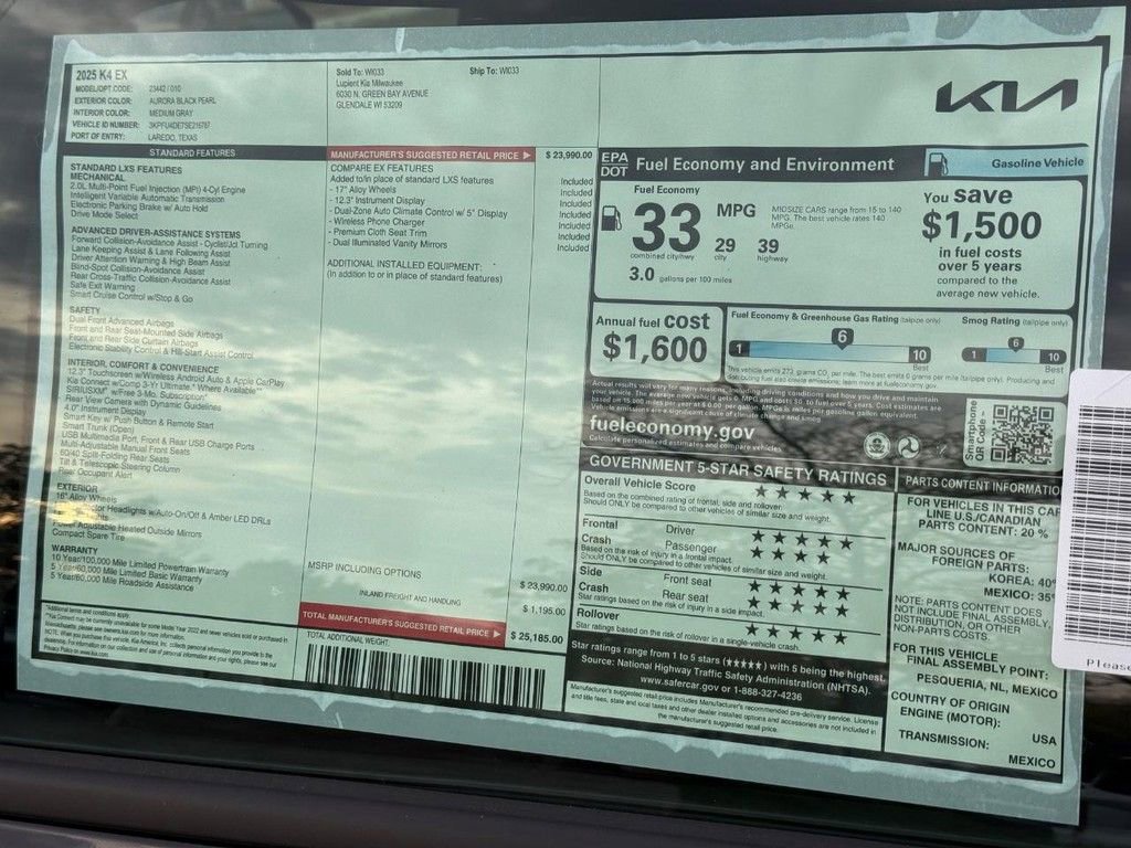 New 2025 Kia K4 EX image 19