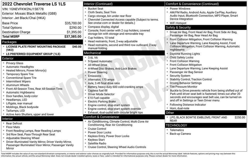 Used 2022 Chevrolet Traverse LS AWD/4WD image 3