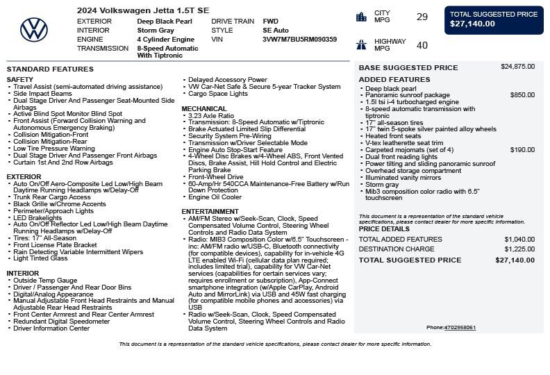 Used 2024 Volkswagen Jetta SE FWD image 3