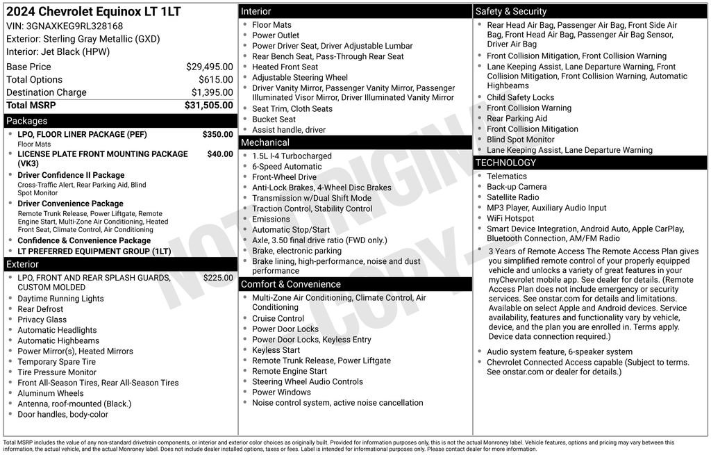 Used 2024 Chevrolet Equinox LT w/ LPO, Floor Liner Package FWD image 17