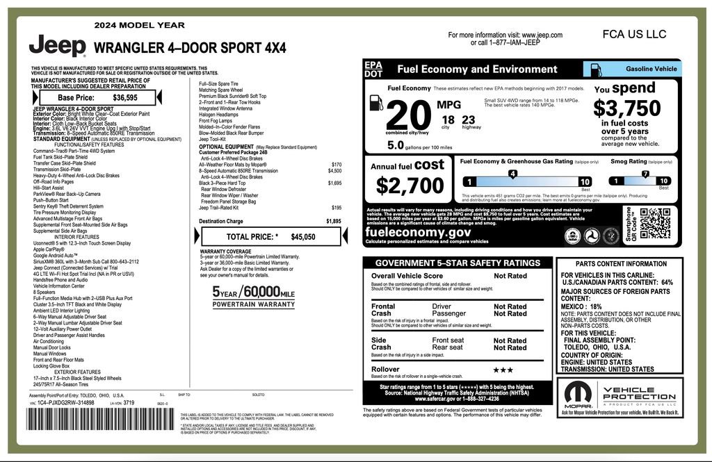 Certified 2024 Jeep Wrangler Sport image 2