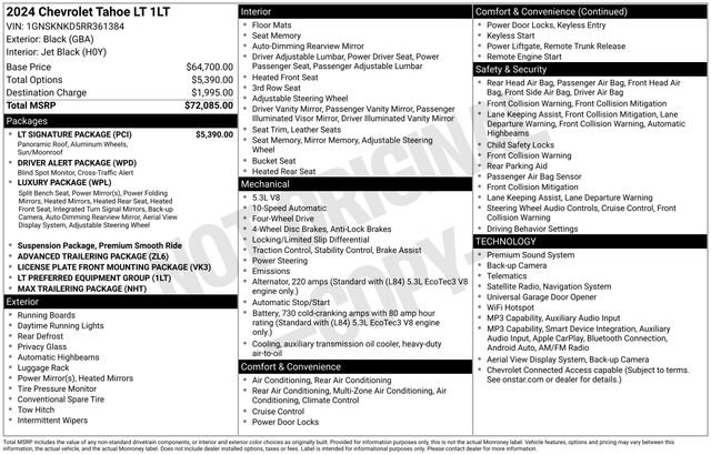 Used 2024 Chevrolet Tahoe LT w/ LT Signature Package AWD/4WD image 30