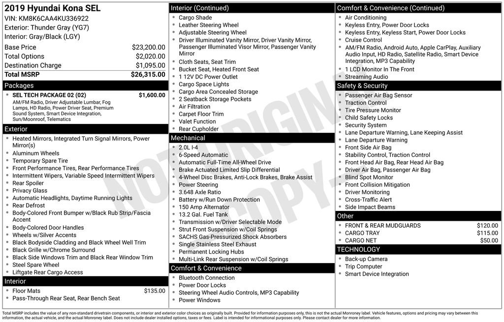 Used 2019 Hyundai Kona SEL w/ SEL Tech Package 02 AWD/4WD image 32