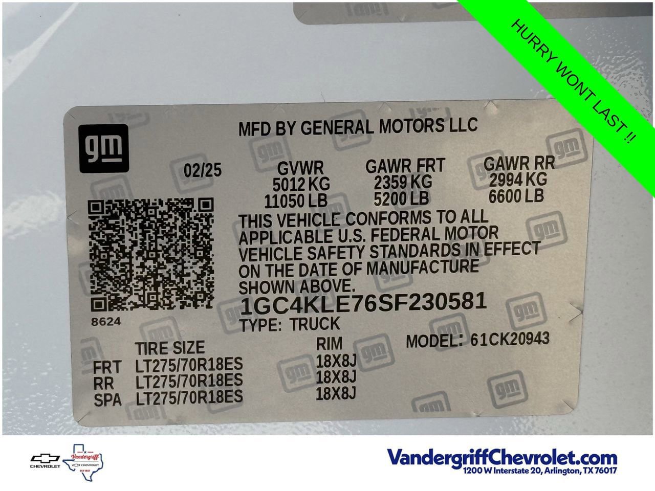 Used 2025 Chevrolet Silverado 2500 W/T w/ WT/CX Safety Package AWD/4WD image 25
