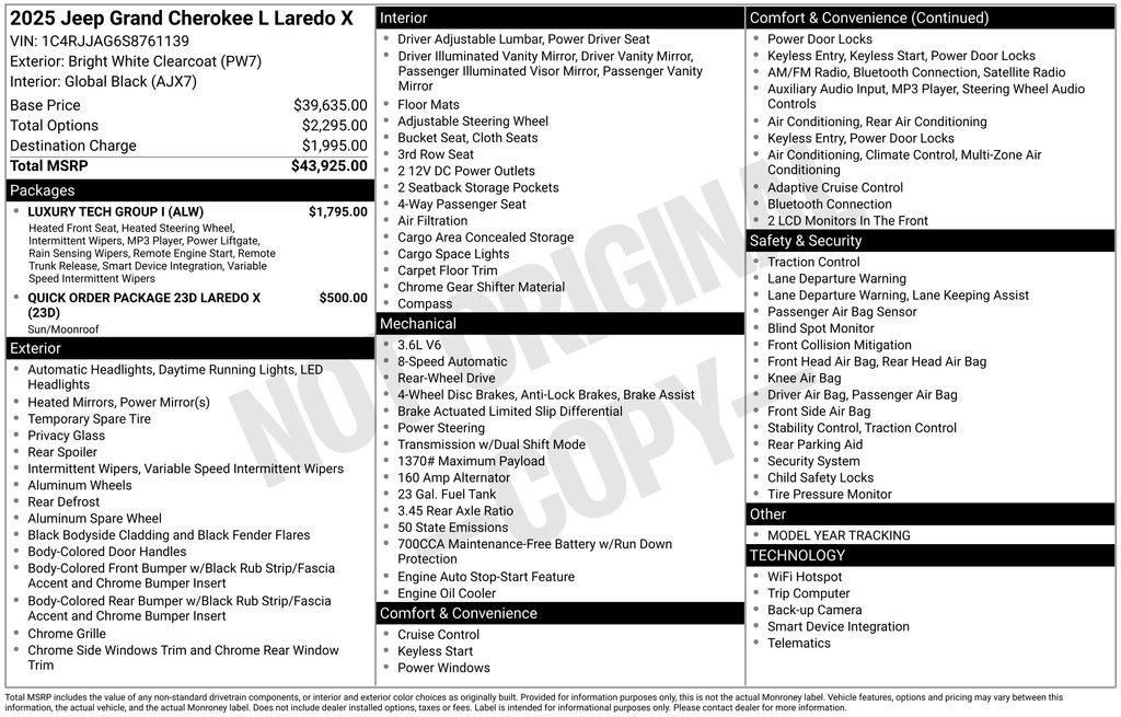 New 2025 Jeep Grand Cherokee L Laredo w/ Luxury Tech Group I image 5