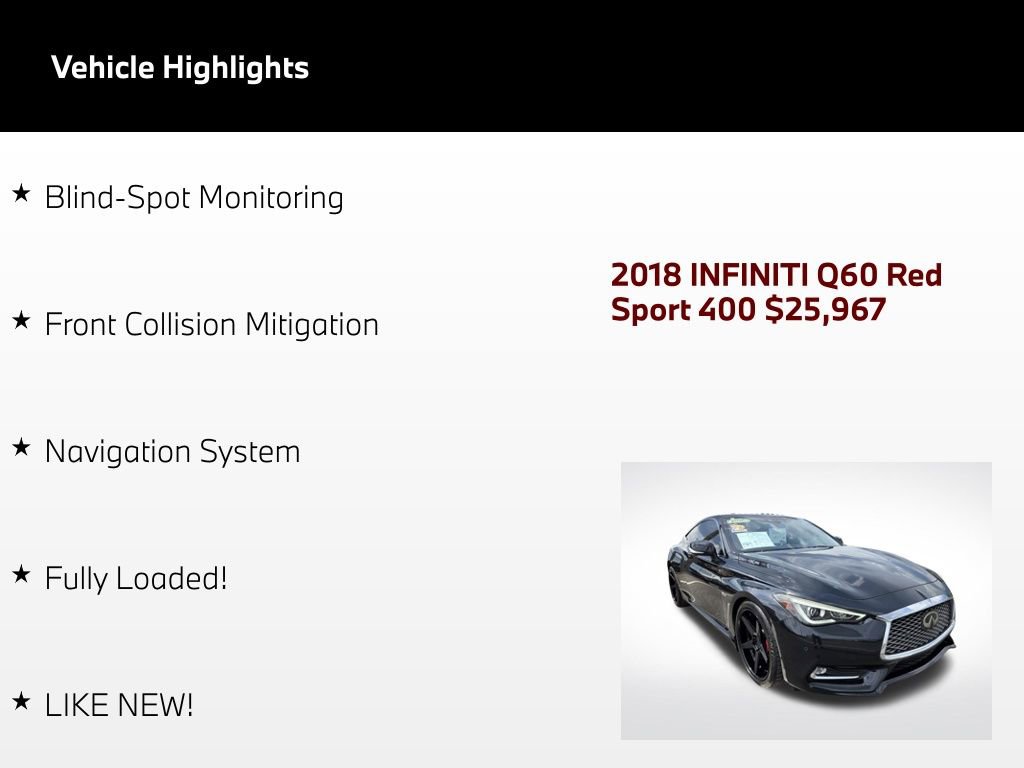 Used 2018 INFINITI Q60 Red Sport 400 w/ Sensory Package 3.0T Sport RWD image 4