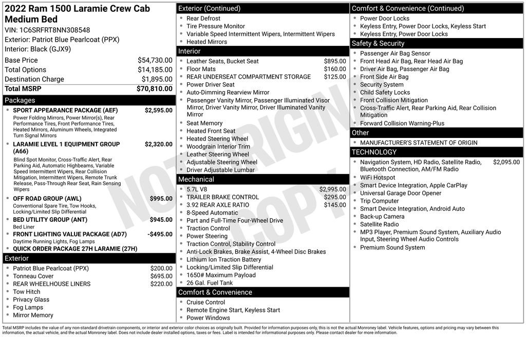 Used 2022 RAM 1500 Laramie w/ Sport Appearance Package AWD/4WD image 34