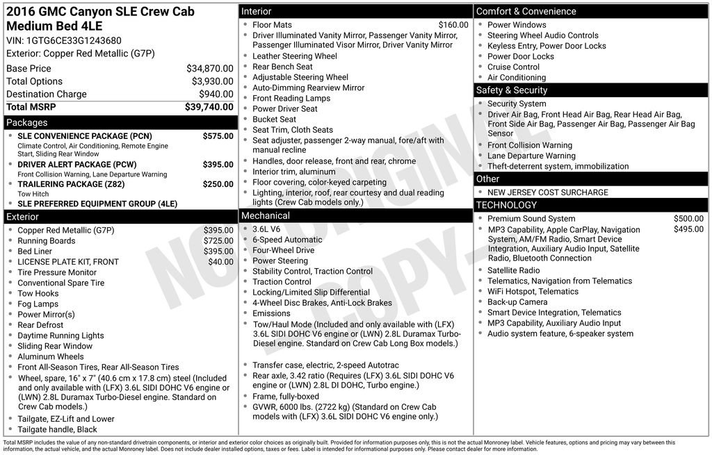 Used 2016 GMC Canyon SLE w/ SLE Convenience Package AWD/4WD image 10