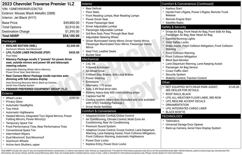 Used 2023 Chevrolet Traverse Premier w/ Redline Edition image 38