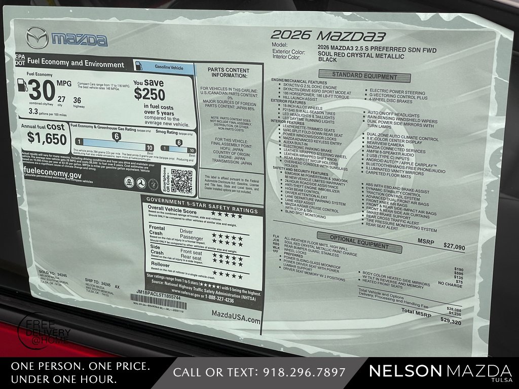 New 2026 MAZDA MAZDA3 2.5 S Sedan w/ Preferred Pkg image 16