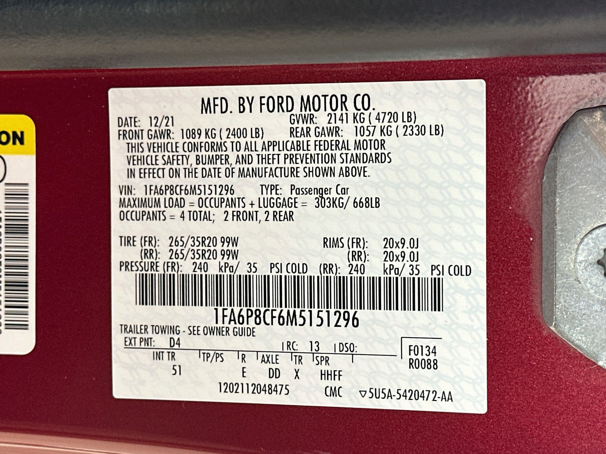 Used 2021 Ford Mustang GT Premium w/ Equipment Group 401A RWD image 40
