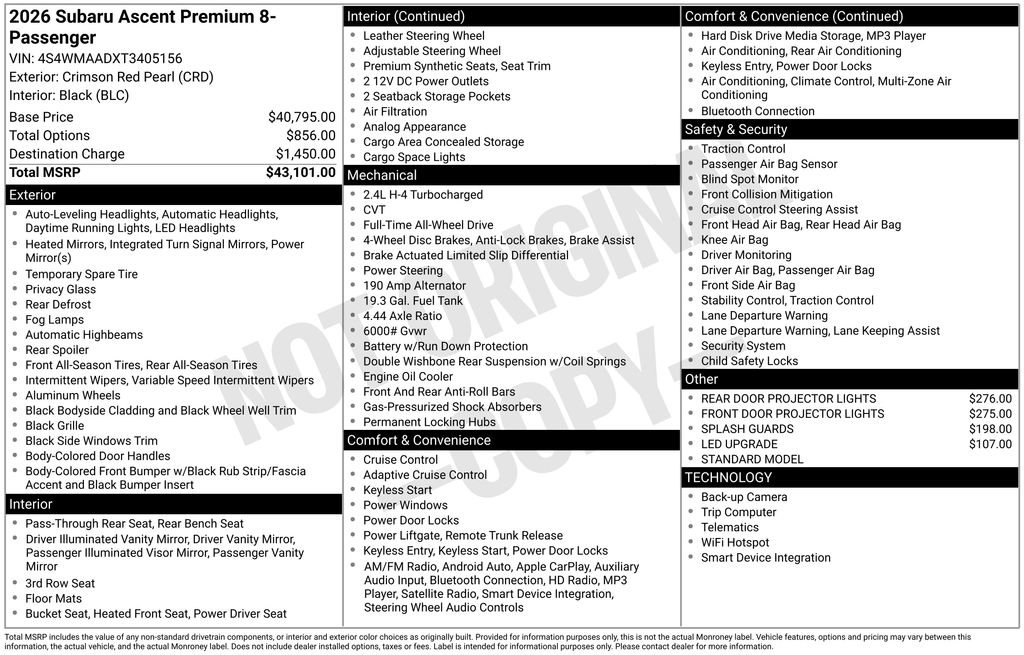 New 2026 Subaru Ascent Premium image 2