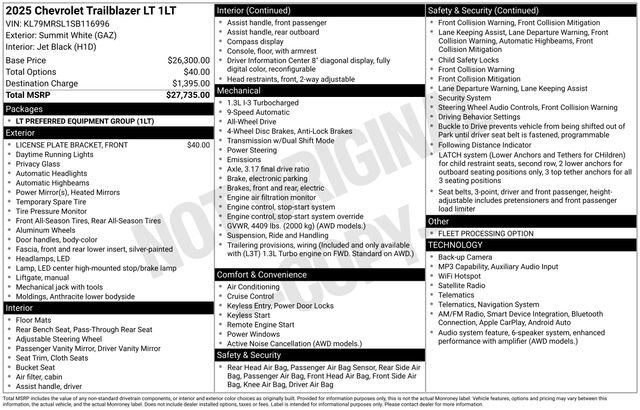 Used 2025 Chevrolet TrailBlazer LT AWD/4WD image 14