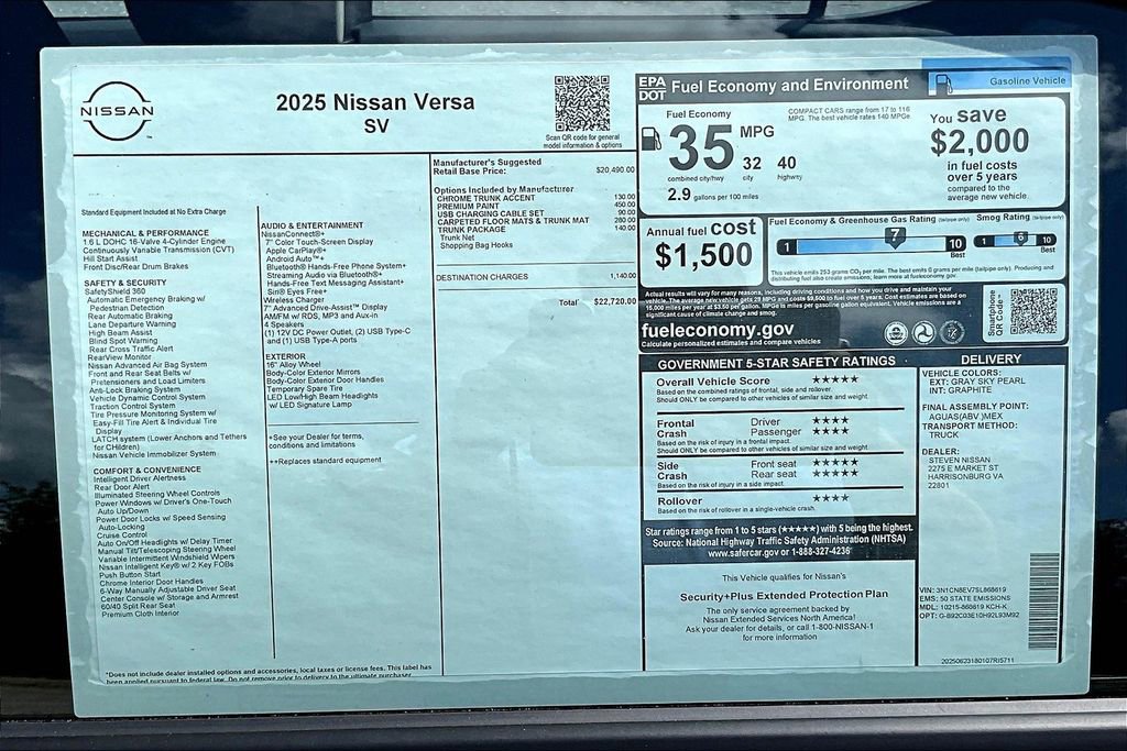 New 2025 Nissan Versa SV w/ Trunk Package FWD image 13