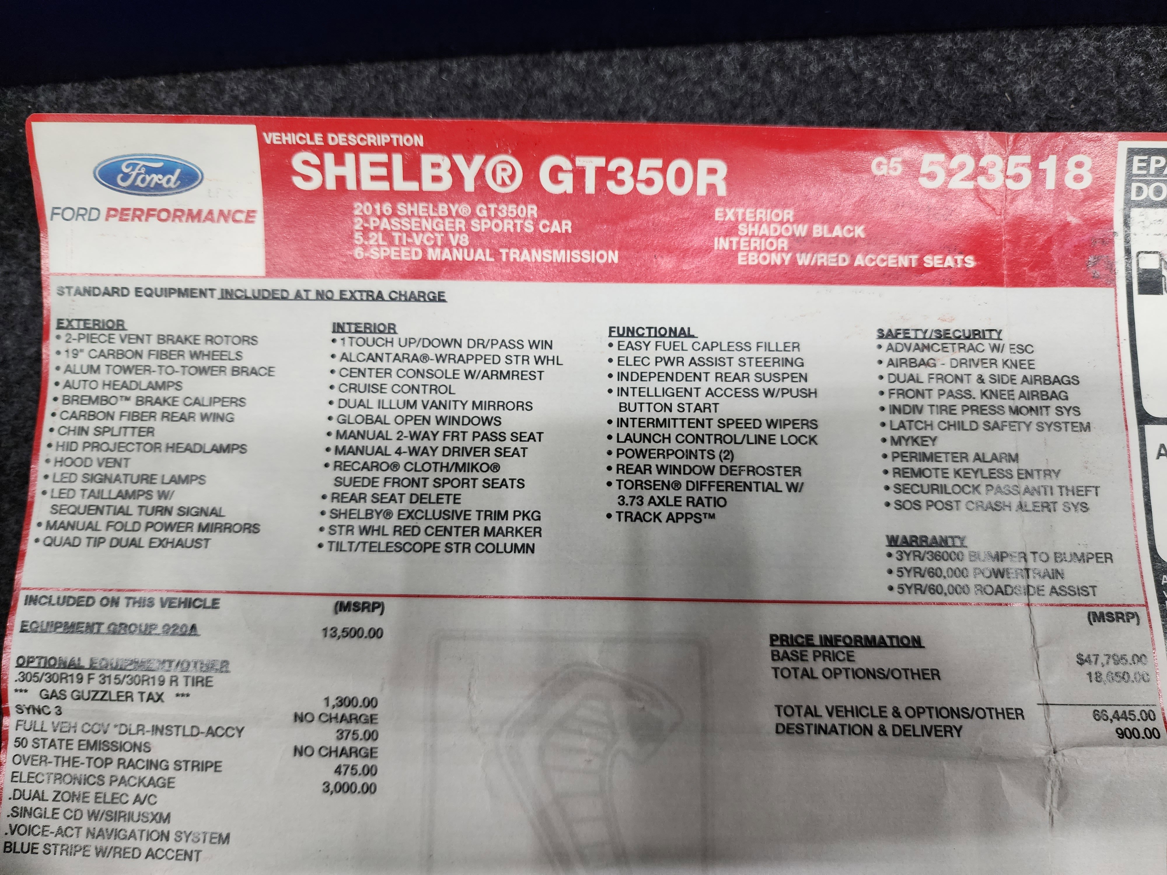 Used 2016 Ford Mustang Shelby GT350R w/ GT350R Equipment Group 920A image 34