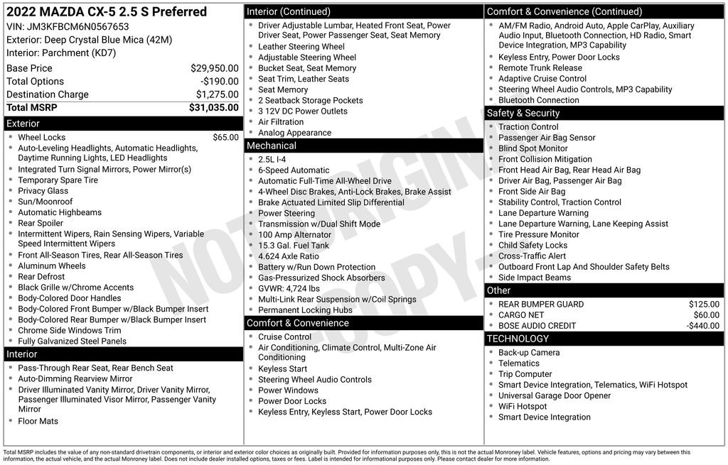Used 2022 MAZDA CX-5 AWD 2.5 S w/ Preferred Package image 34