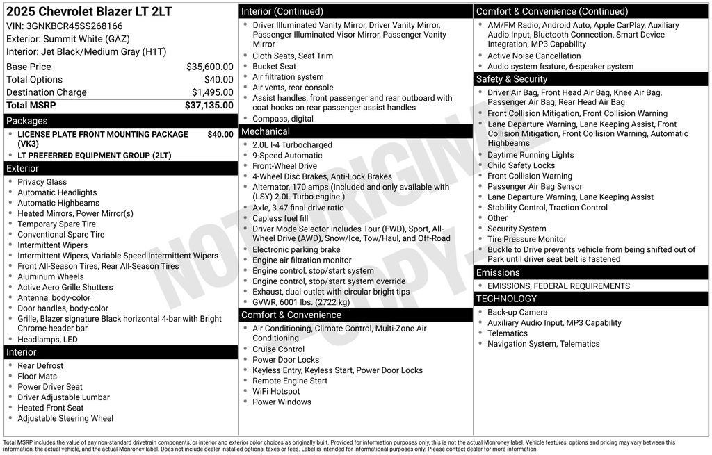New 2025 Chevrolet Blazer LT image 23