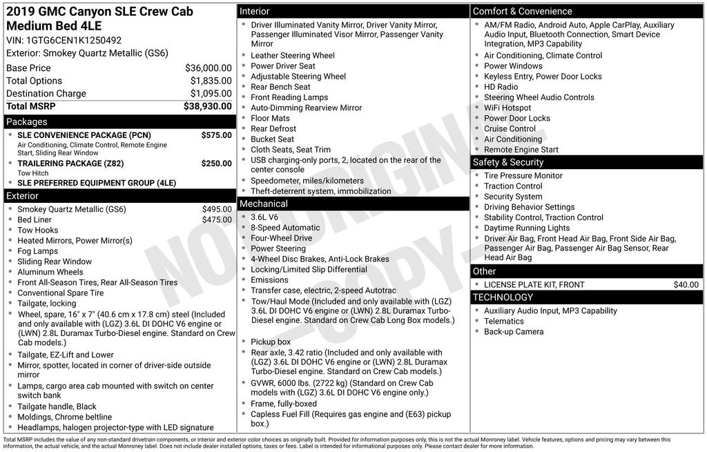Used 2019 GMC Canyon SLE w/ SLE Convenience Package AWD/4WD image 5